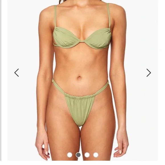 NWT - WeWoreWhat | Ruched Bikini Top and bottom solid sand size L - Picture 14 of 16